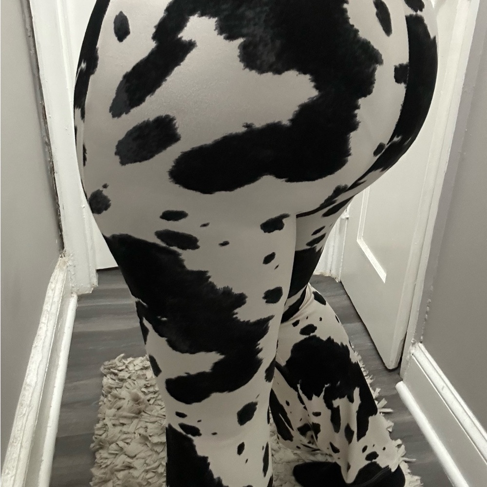 Black and White Cow Print Pants